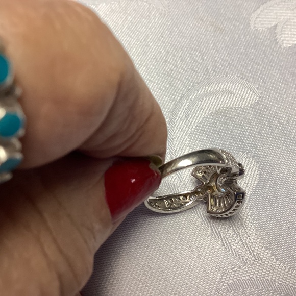 ART DECO Cubic zirconia. Sterling cocktail ring size 10 - Picture 2 of 13